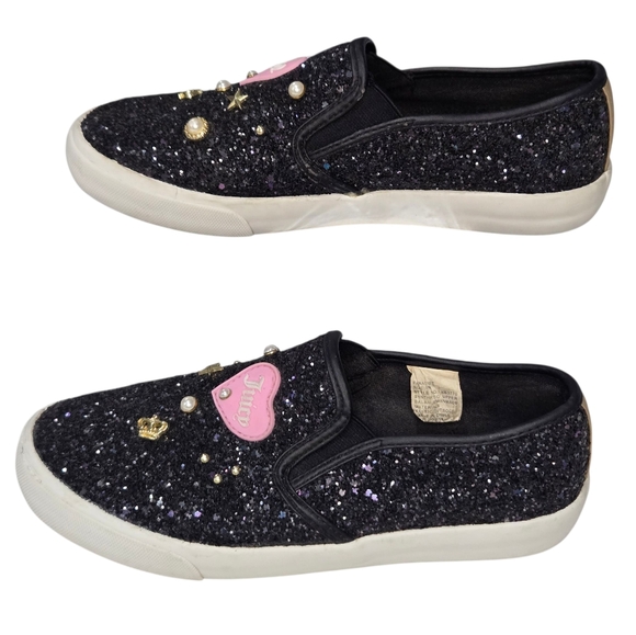 Juicy Couture Paradise Black Glitter Slip On Sneakers - Picture 3 of 9